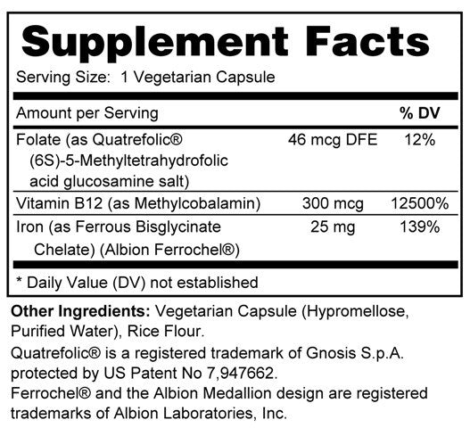 Iron 25 mg (Non-Constipating Easy on the Stomach)