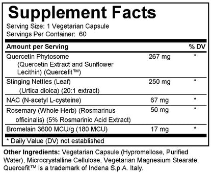Supplement facts label with detailed nutritional information on a white background