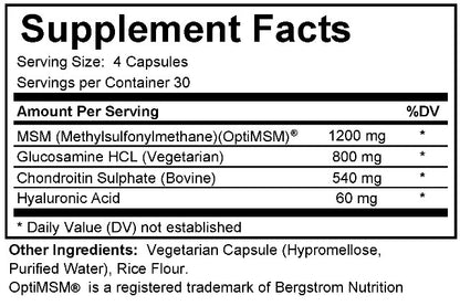 Supplement facts label with detailed nutritional information on a white background