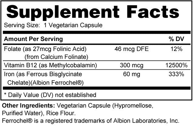 Iron 60 mg (Non-Constipating Easy on the Stomach)